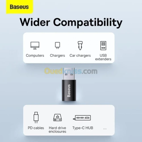BASEUS CONVERTISSEUR INGENUITY SERIES MINI OTG ADAPTATEUR USB-A 3.1 mâle vers Type-C Femelle Noir
