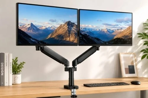 SUPPORT ECRAN DUAL MONITOR WALL MOUNT - ARMS BRAKET - BRAS ARTICULÉS - VESA 75x75 / 100x100 - JUSQU'À 27" - BLACK