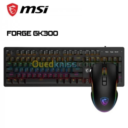 MSI FORGE GK300 - MECHANICAL KEYBOARD - BLUE SWITCHES - RGB - ERGONOMIC - ANTI-GHOSTING - BLACK