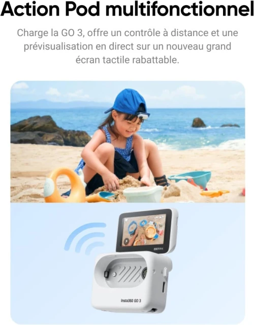 INSTA360 GO 3S 128GB - Caméra de vlog 4K, Montage Partout, stabilisation, étanche à 10 m, édition IA