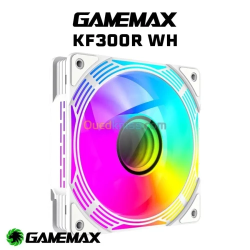 GAMEMAX KF300 - KIT 3 VENTILATEURS GAMING - 120mm ARGB PWM - REVERSE FAN - SILENCIEUX - WHITE