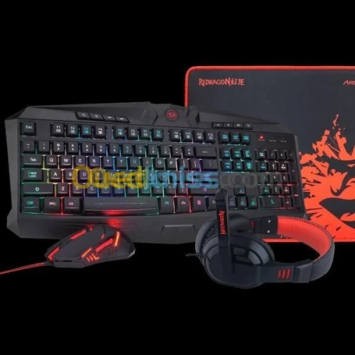 REDRAGON S101-BA-2 - COMBO 4en1 - CLAVIER + SOURIS + CASQUE + TAPAIS - RVB - 7200 DPI - BLACK 