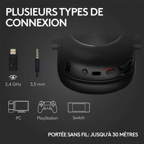 LOGITECH G PRO X 2 LIGHTSPEED - SANS FIL - MICRO DETACHABLE - PC, PS5, SWITCH - BLACK