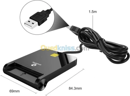 ZOWEETEK LECTEUR DE CARTE À PUCE SMART -USB COMPATIBLE EID -CAC - PIV - PC - MAC - SÉCURITÉ 