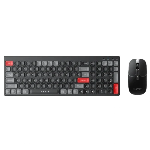 HAVIT KB830WB BLACK - PACK CLAVIER + SOURIS SANS FIL - CONNEXION 2.4GHZ - SILENCIEUX - ERGONOMIQUE - BLACK