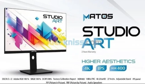ECRAN MATOS STUDIO ART SA02 - 27 INCH 4K IPS 1MS - HDR 400 163 PPI - DCI-P3 - USB Type-C 65 W - NOIR