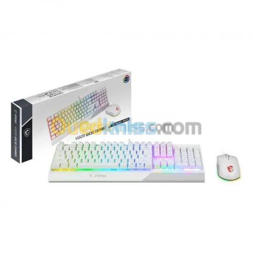 MSI VIGOR GK30 COMBO LIGHT RGB - PACK CLAVIER AZERTY - SOURIS CLUTCH GM11 - GAMING - FILAIRE - WHITE