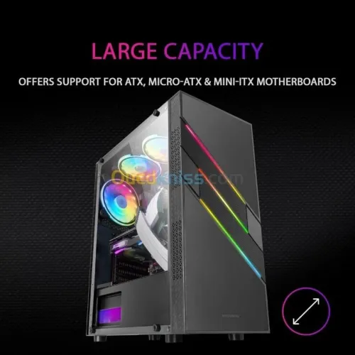 MARS GAMING MC-U3 - BOITIER ATX - VERRE TREMPÉ - ARGB - 1 FAN - USB 3.0 - MICRO & MINI ATX - BLACK