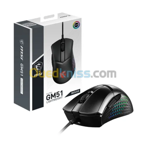 MSI CLUTCH GM51 LIGHTWEIGHT - SOURIS GAMING - 8 BOUTONS - CAPTEUR 26 000 DPI - RGB - NOIR