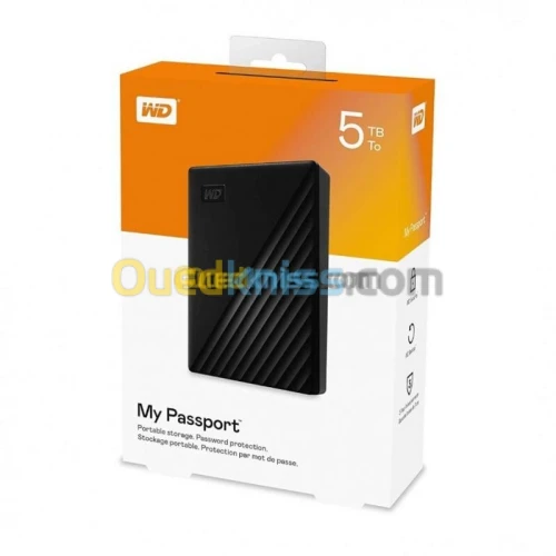 WD MY PASSPORT 5 TB - Disque Dur Externe USB 3.2 - Noir - 