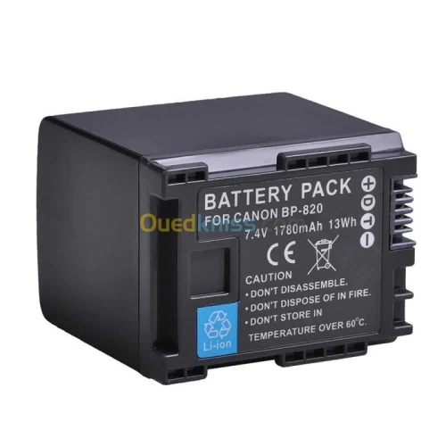 BATTERIE CANON BP-820 LITHIUM-ION -1780 MAH -7,4 V CC- RÉSISTER À LEFFET MEROIR - NOIR 