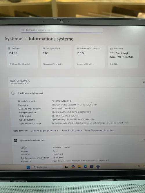 Dell Inspiron 16 Plus 7620 i7-12700H 16gb 1tb NVIDIA GeForce RTX 3060 6gb