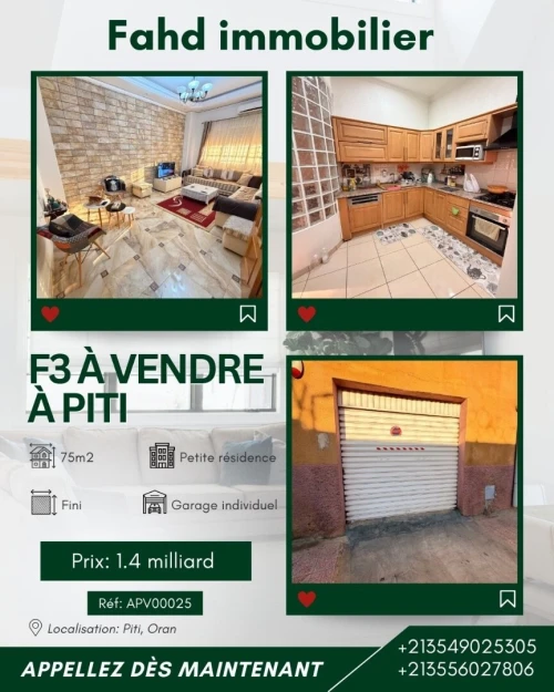 Vente Appartement F3 Oran Oran