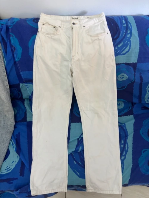 Pantalon jean pull&bear blanc wide leg baggy large