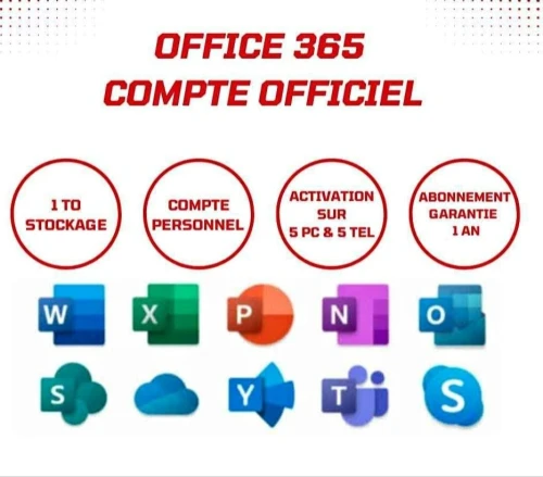 Microsoft Office 365 + 1 TO de stockage | 5 poste