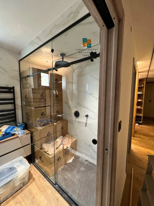 Cabinet de douche/séparation (salon, cuisine, balcon) en verre "Sila lux"