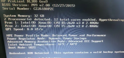 Serveur HP Proliant DL380 G9
