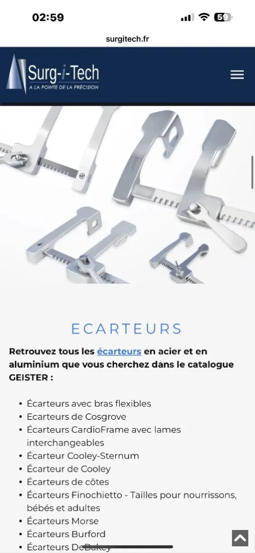 Instrumentation chirurgie cardiaque adulte et enfant 