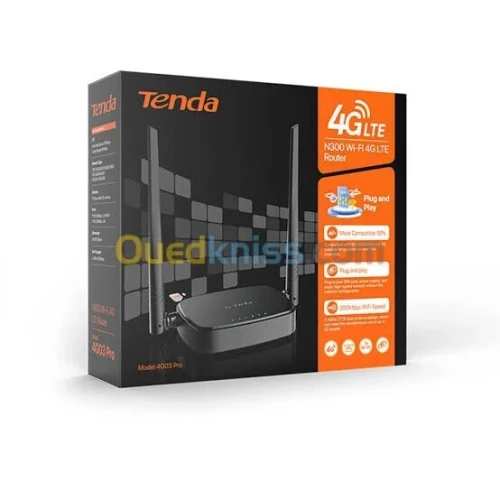 Modem 4g lte tenda 4G03 pro, 2antenne, 2 entre rj45, 300mbps