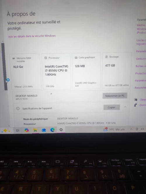 Dell XPS P82G écran tactile i7-8250U / 16GB RAM / 512 SSD