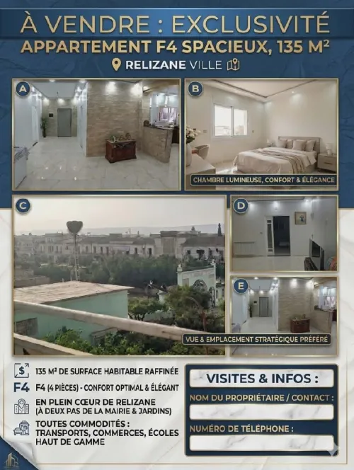 Vente Appartement F4 Relizane Relizane