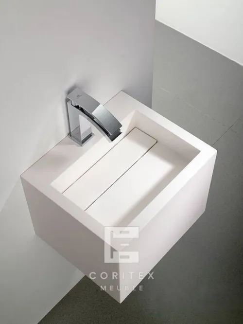 Lavabo en corian DuPont blanc sur mesure
