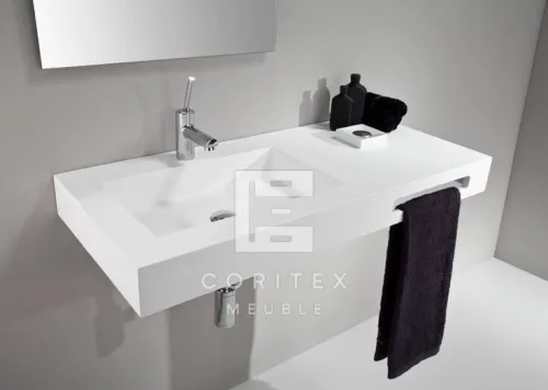Lavabo en corian DuPont blanc sur mesure