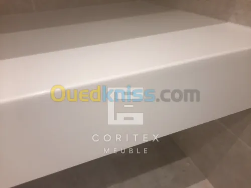 Lavabo en corian DuPont blanc sur mesure