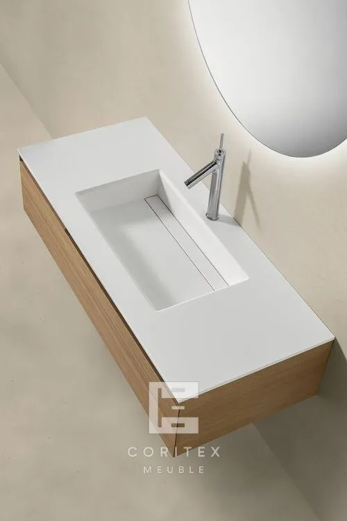 Lavabo en corian DuPont blanc sur mesure