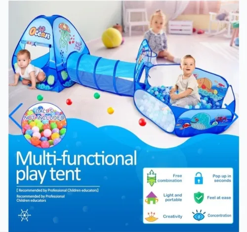 Tente de jeu et tunnel 3-en-1 pour enfants  aire de jeu complète