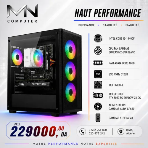 Config Intel Core I5-14400F / MSI H610M-E / ADATA DDR5 16GB / MSI RTX 5060 8GB / SSD NVMe 512GB