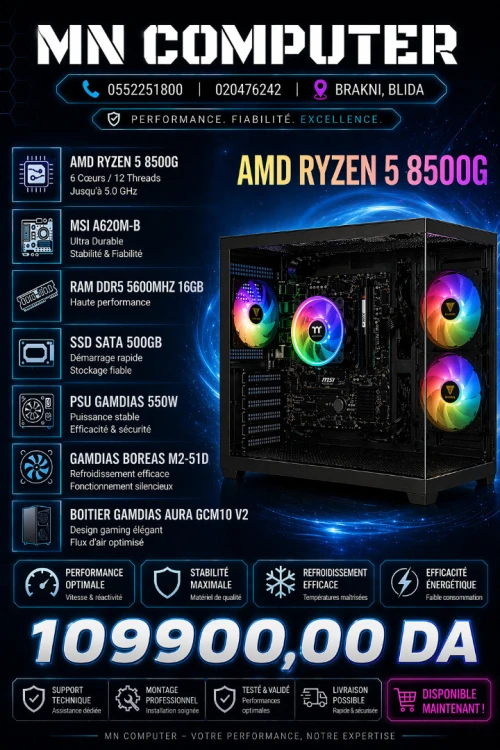 Config AMD RYZEN 5 8500G / MSI A620M-B / DDR5 16GB 5600MHz / SSD 500GB