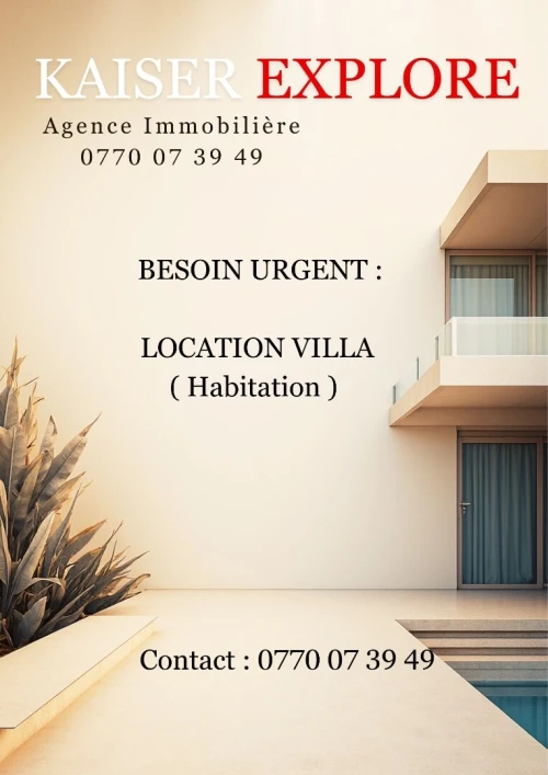 Cherche location Villa Alger Dar el beida