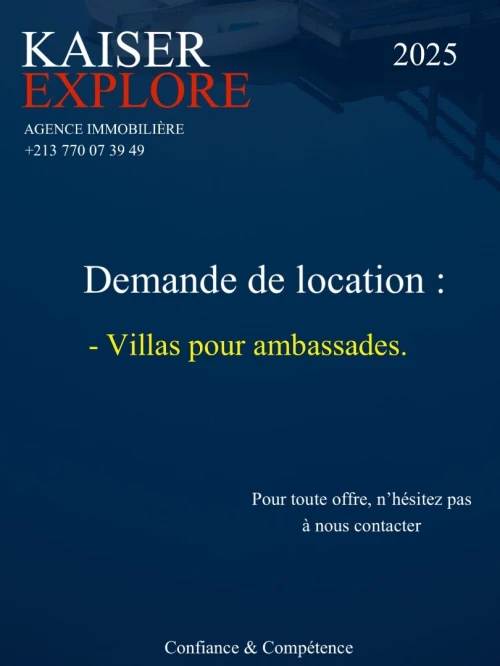 Cherche location Villa Alger El biar