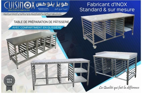 EQUIPEMENT DE CUISINE EN INOX TABLE CHARIOT RAYONNAGE .....