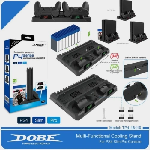 Support Multifonction Chargeur pour PS4 SLIM  (Refroidisseur / Rangement /Chargeur) TP4-18119