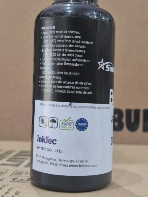bouteilles d'encre NOIR sublimation Sublinova 100ml Inktec DTI01[DAY]