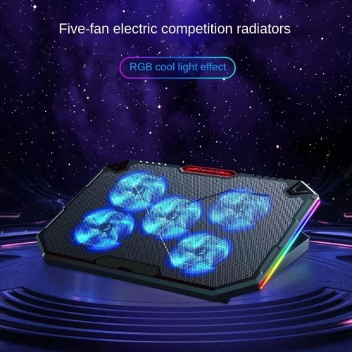 Refroidisseur laptop Gaming YL-018  [5 ventilo/vitesse reglable/ RGB/ 2USB]