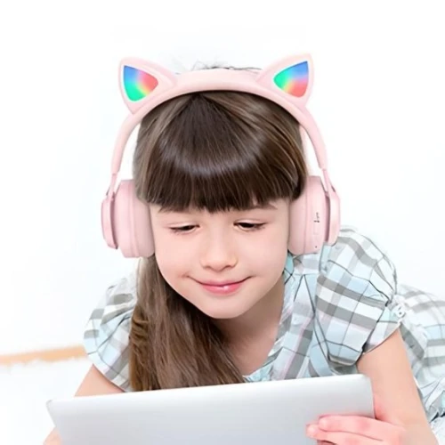 Casque Sans Fil Bluetooth Hoco Cute Kids Rgb Cat Ear Multi-Couleurs W39 - 10 Heurs D'autonomie -W39
