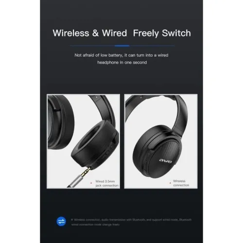 Awei Casque Sans-Fil Bluetooth 5.0 Pliable Ipx5 Awei A780Bl Micro Sd Microphone