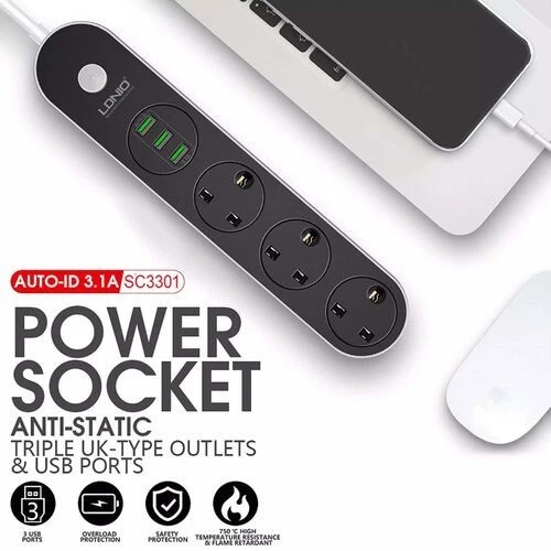 Multiprise universelle LDNIO SC3301 [3P/3USB] 2500W 1.6m