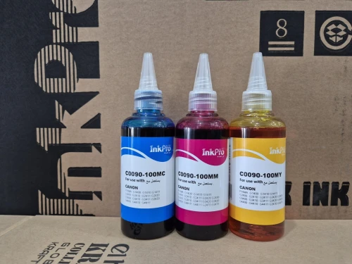Jeux de 4 bouteilles d'encre Inkpro 100ml C0090 [DAY+Pigment] Canon (couleur DAY + noir pigment)