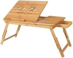table Laptop Ordinateur Portable et mac book on Bois Bambou Pliable avec Ventilateur capsys BM62