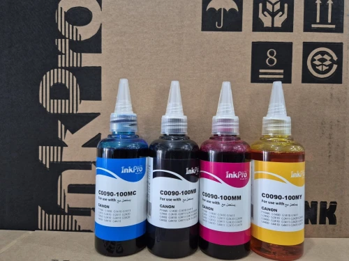Jeux de 4 bouteilles d'encre Inkpro 100ml C0090 [DAY+Pigment] Canon (couleur DAY + noir pigment)