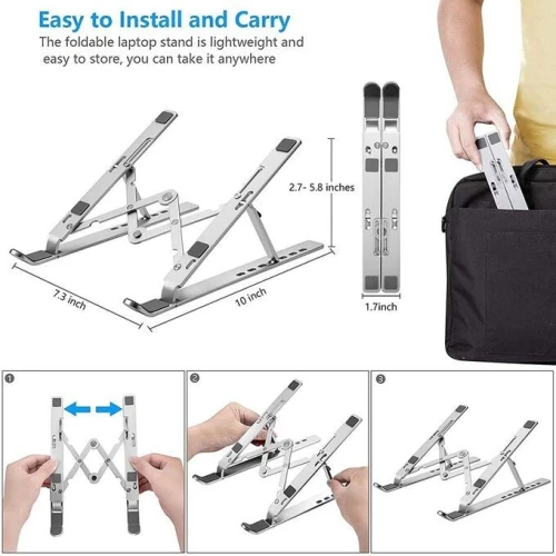 Support Laptop, Tablette Réglable Pliable Aluminium 
