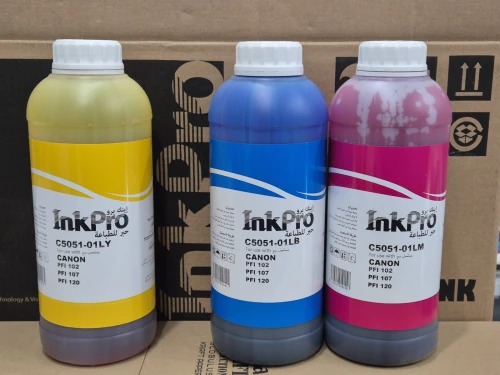 Jeux de 3 bouteilles d'encre Inkpro 1L pour Traceur Canon C5051 [DAY] PFI102 PFI107 PFI120