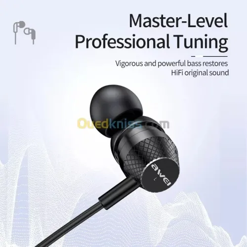 Ecouteur  Type-C USB-C AWEI TC-5 avec microphone et boutons de commande 1.2m pour smartphone
