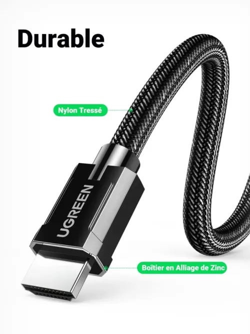 Câble HDMI 2.1[8K-60Hz/4K-120Hz] UGREEN Original REF: HD135 Cuivre pur 28AWG