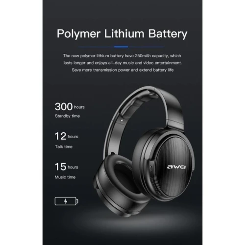 Awei Casque Sans-Fil Bluetooth 5.0 Pliable Ipx5 Awei A780Bl Micro Sd Microphone