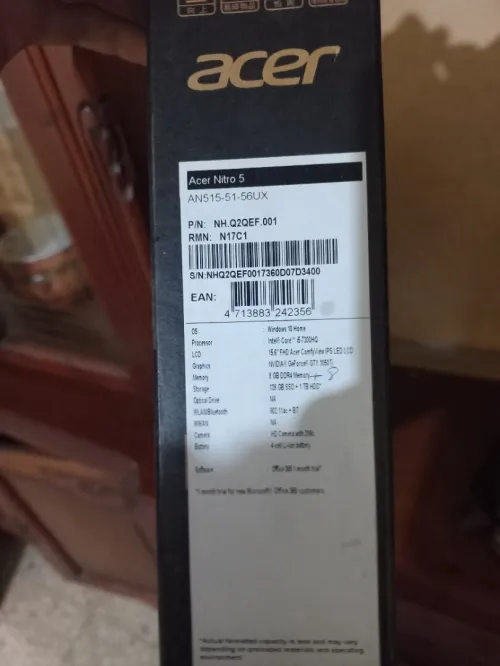 Acer nitro 5 I5-7300HQ gtx 1050ti 4gb